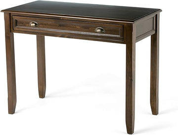 SIMPLIHOME Burlington SOLID WOOD 42 inch Wide Home Office Desk, Writing Table, Workstation, Study Table Furniture in Mahogany Brown with 1 Drawer