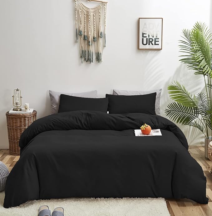 Black Comforter Set Cal King Plain Black Bedding Set Pure Black Bedding Soft Durable Quilt Set Men Lightweight Solid Black Blanket Women Breathable True Black Bed Comforter Set