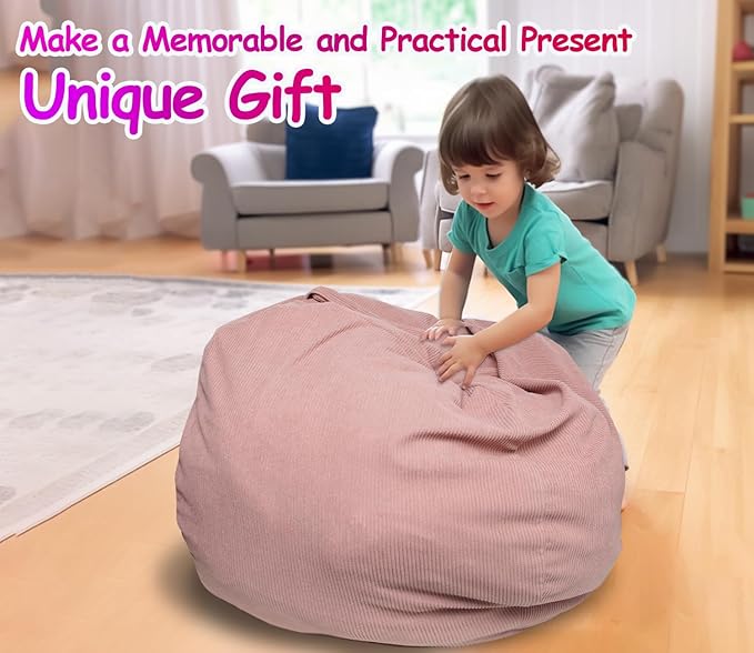 Bean Bag Cover for Organizing Children Plush Toys or Memory Foam Stuffed Animal Bean Bag Storage Soft Washable Premium Corduroy Organizer Keep Room Clutter Stuffable (without Filling) X-Large