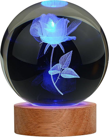 Rose Lamp Romantic Gifts for Her, Large 3D Rose Night Light, Crystal Light up Rose Lamp 16 Color Changing with Remote Control for Bedroom Decor, Only Rose Lamp