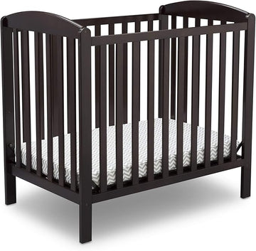 Delta Children Emery Mini Convertible Baby Crib with 2.75-inch Mattress, Dark Chocolate