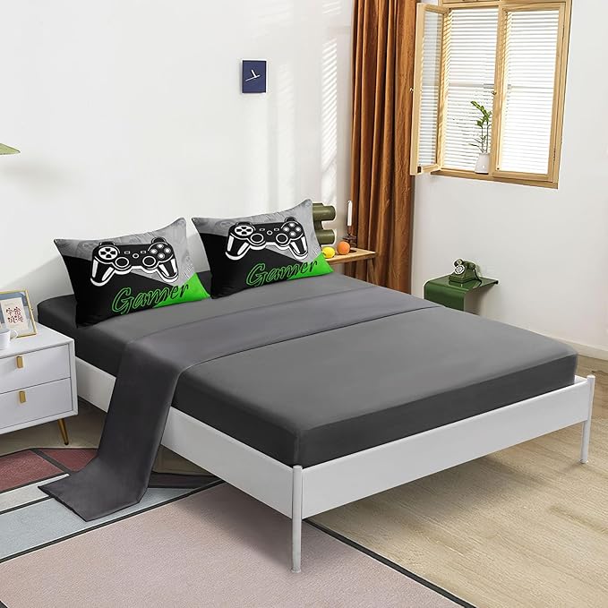 6 Pieces Gaming Bedding Set Queen Size for Boys Gamer Comforter Set for Boys Girls Kids Teens 6 Piece Bed in A Bag Video Game Bedding for Gamer Room Decorative Queen51