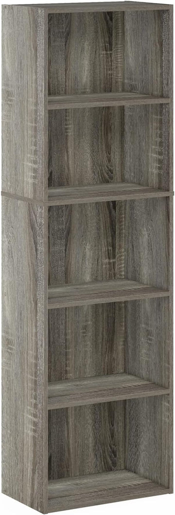 Furinno Luder Bookcase / Bookshelf / Storage Shelves, 5-Tier, French Oak