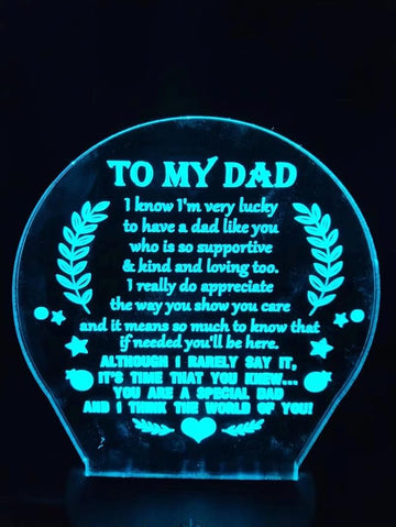 3D lamp Dad Gifts from Daughter Son, Father's birthday Gift Night Light, 7 Colors Engraved Thanksgiving Day Gift for Dad,to My Dad Birthday Gifts from Kids, Idea for Fathers Day