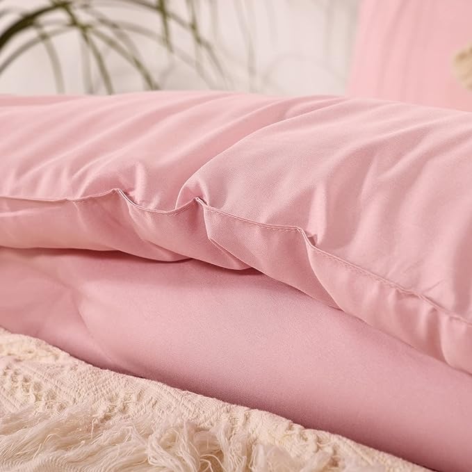 ROSGONIA Pink California King Comforter Set, 3pcs Oversized Boho Lightweight Microfiber Blanket Quilts, Gifts