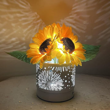Sunflowers Lamp Touch Lam Artificial LED Sunflower Flowers with Glass Vase Table Lamp Night Light for Home Office Decor House Decorations Gift Idea - Rechargeable (Starry Sky Sunflower)
