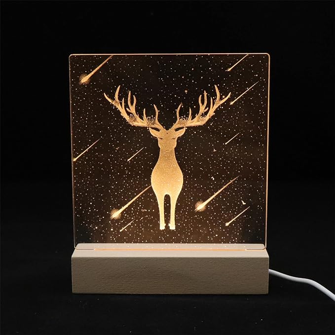 2Pack 6 inch Wood Rectangle Display Pedestal,Wooden Rectangle Led Lights Display Base for Acrylic and Plexiglass,Wood Night LED Light Lamp Base