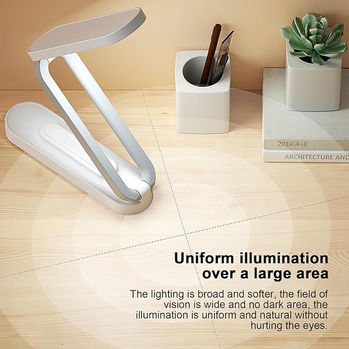 LED Desk Lamp for Office Home & Battery Operated Lamp Rechargeable Lamp Foldable & Portable Light, LED Desk Light Strip, 3 Brightness Dimmable Small Desk Lamp Wireless Reading Lamp