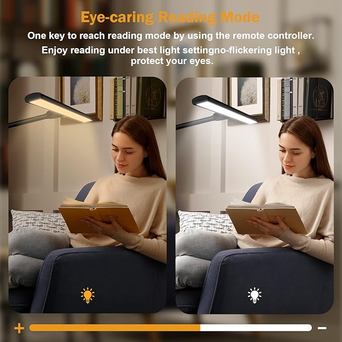 LED Desk Lamp Eye-Caring Architect Task Lamp, 18W LED 3 Modes 6 Brightness, Modern Desk Light for Home Office/Workbench/Monitor, Remote Control and Touch (Black)