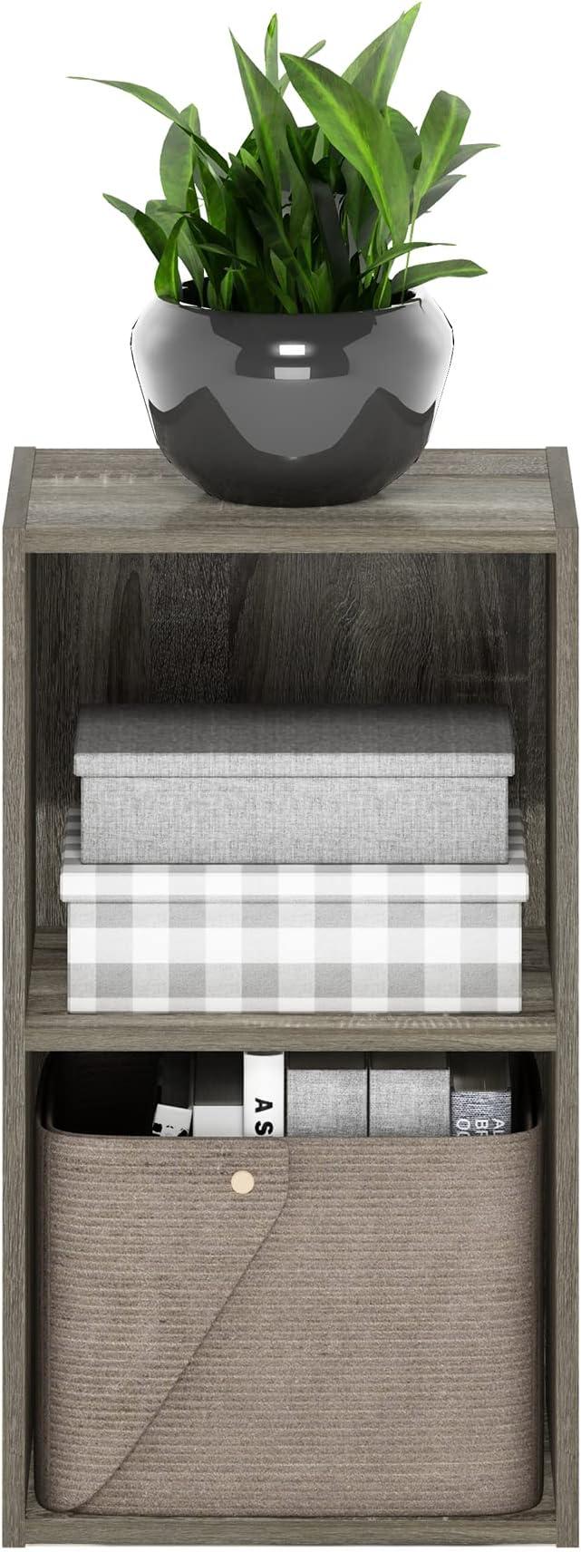 Furinno Luder Bookcase / Book / Storage, 2-Tier Cube, French Oak