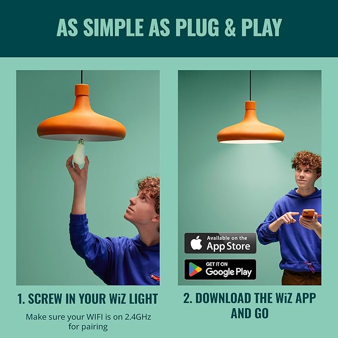 WiZ 40W B12 Color LED Smart Candle-Shaped Bulb - Pack of 6 - E12- Indoor - Connects to Your Existing Wi-Fi - Control with Voice or App + Activate with Motion - Matter Compatible