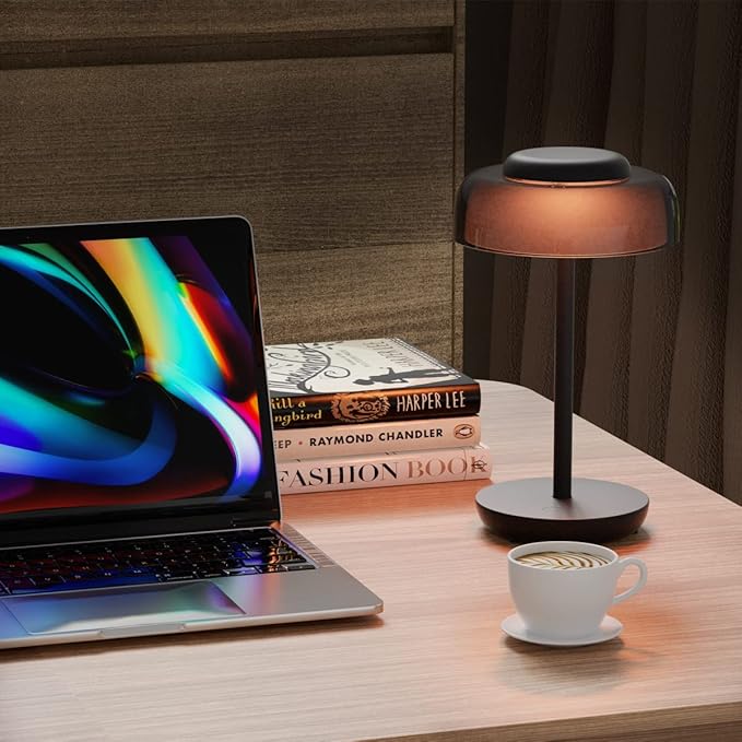 LED Desk Lamp with USB Ports,Bedside Lamps for Bedrooms,RGB Gradient Touch Control Table Lamp,3 Way Dimmable Nightstand Lamp with Bilayer Round Shade,for Couple Dinner/Desk/Cafe/Dining Room/Terrace