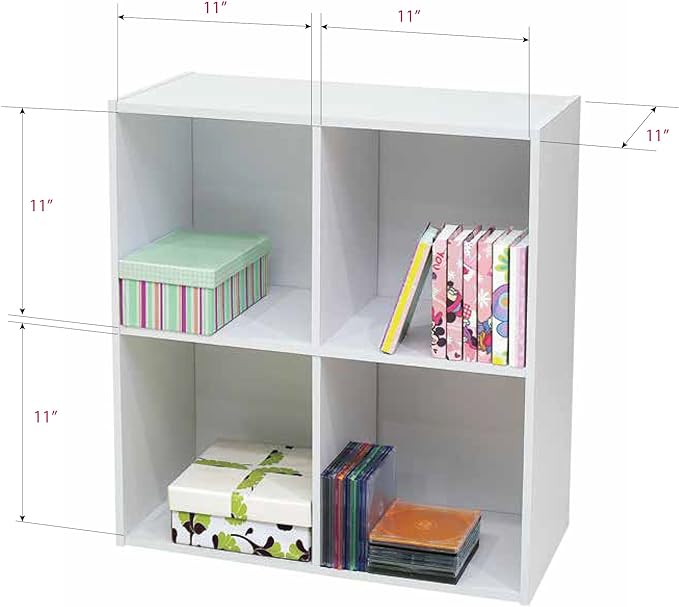 KB Designs Bookcase and Storage Organizer Bundle (2 and 4 Cube) - White
