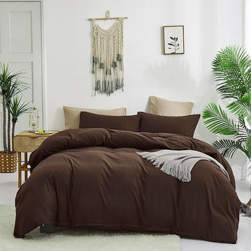 Brown Comforter Set King Coffee Color Bedding Set 3 Pieces Solid Chestnut Brown Color All Season Blanket Set Women Coffee Brown Color Lightweight Comforter Set King Breathable Bed Comforter