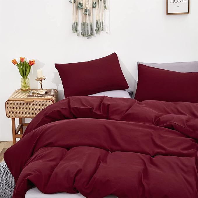 Burgundy Comforter Full Size Dark Red Bedding Set Soft Pure Burgundy Comforter Set Durable Burgundy 3 PCs Bed Set 1 Comforter with 2 Pillowcases