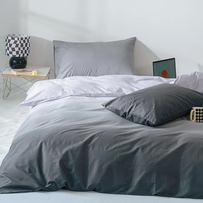 Gradient Gray Comforter Set Ombre White Gray Bedding Set Full Women Aesthetic Comforter 3 PCs Gray Color Bed Comforter Set Full Gradient White and Gray Comforter Set Full Size