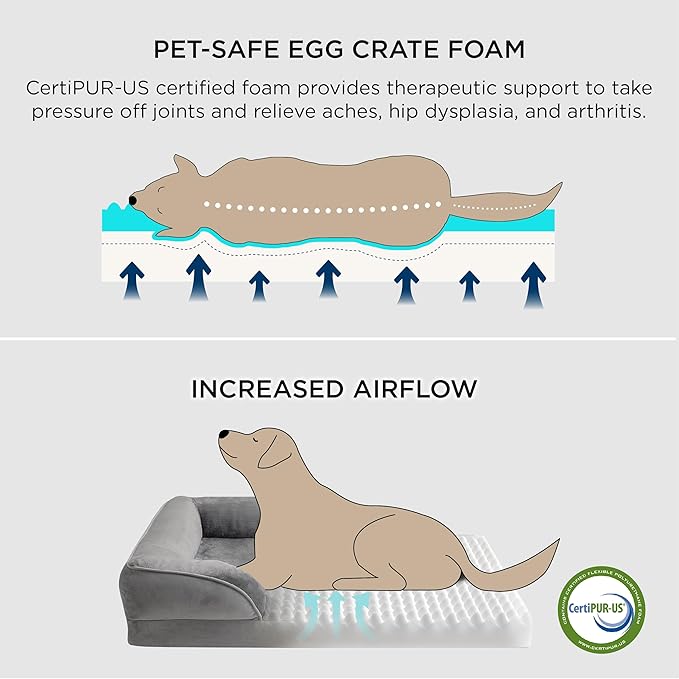 Bedsure Small Orthopedic Dog Bed - Washable Bolster Dog Sofa Beds for Small Dogs, Supportive Foam Pet Couch Bed with Removable Washable Cover, Waterproof Lining and Nonskid Bottom Couch, Winter Moss