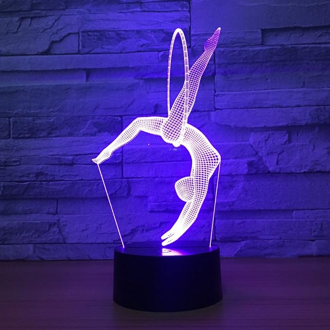Gymnastics 3D Optical Illusion Lamp 7 Colors Change Timing Remote Control and Touch Button LED Table Desk Lamp for Home Bedroom Decoration