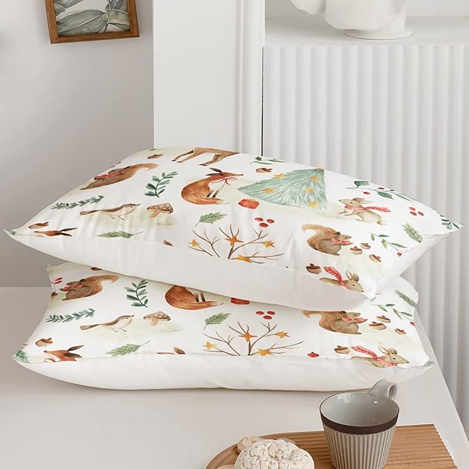 Wild Animal Comforter Full Size,Rabbit Deer Comforter Set for Kids Teens Girls Boys,3Pcs Bedding Set Printed Comforter with 2 Pillowcases,Down Alternative,Soft and Lightweight，Full Size