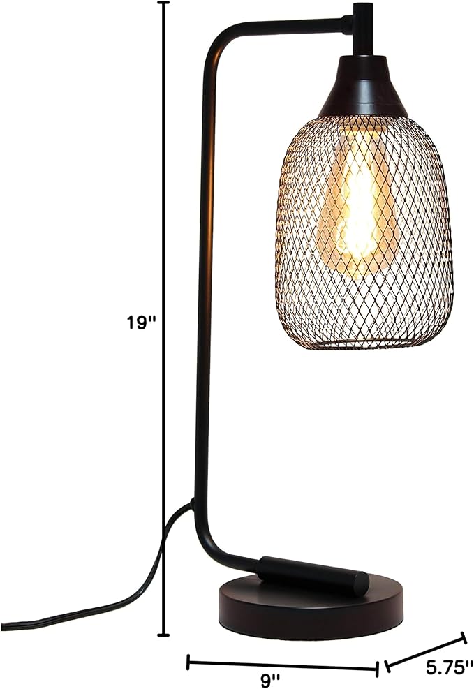 Elegant Designs LD1060-BLK Mesh Wire Table Lamp, Matte Black
