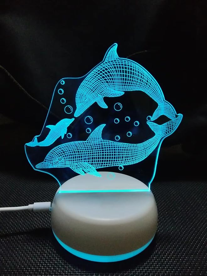 Dolphins LED Table Lamp USB Parent-Child Gifts Boy's Birthday - 7 Colors Changing Bedroom Decorative Night Light Parent's Gifts, Gifts for Families Friends