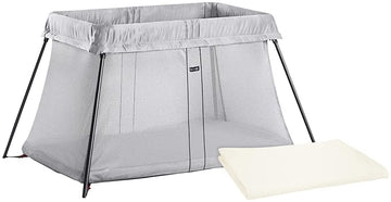 BABYBJORN Travel Crib Light - Silver + Fitted Sheet Bundle Pack