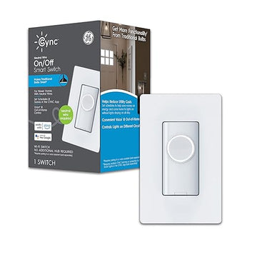 GE CYNC Smart Light Switch, Button Style, Neutral Wire Required, Bluetooth and 2.4 GHz Wi-Fi 4-Wire Switch, Works with Alexa and Google (1 Pack)