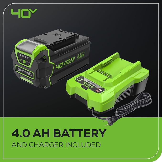Greenworks 40V (130 MPH / 550 CFM / 75+ Compatible Tools) Cordless Brushless Axial Leaf Blower, 4.0Ah Battery and Charger Included