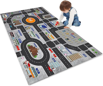 Kids Rug Play Mat Great for Playing with Cars and Toys,Educational Kid Road and Traffic City Life Carpet,Children Baby Fun Throw Rug for Bedroom Play Room,31X63Inch/80X160CM