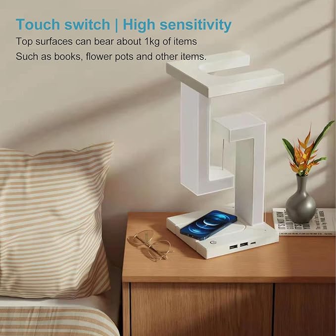 Hilitand Unique Modern Magnetic Levitating Lamp 3 Gears Touching Switch Charging Decorative LED Night Light