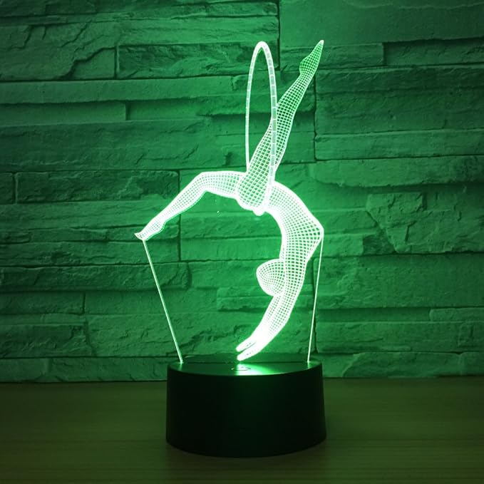 Gymnastics 3D Optical Illusion Lamp 7 Colors Change Timing Remote Control and Touch Button LED Table Desk Lamp for Home Bedroom Decoration