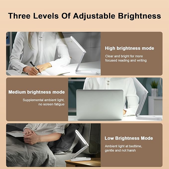 LED Desk Lamp for Office Home & Battery Operated Lamp Rechargeable Lamp Foldable & Portable Light, LED Desk Light Strip, 3 Brightness Dimmable Small Desk Lamp Wireless Reading Lamp