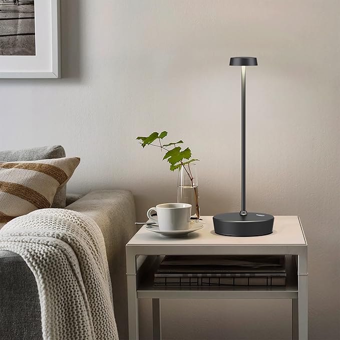 Rechargeable Table Lamp Cordless Battery Operated LED Light 5000mAh 3-level Brightness Portable Desk Lamps Touch Control Indoor Outdoor Use for Patio Home Restaurant