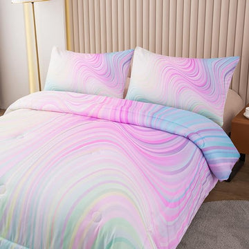 Bodhi Girls Full Comforter Sets with Sheets,Pink Bedding Sets Full,Bed in A Bag Full Comforter Sets,Kids Bedding Set for Girls Full(1 Comforter, 1 Flat Sheet, 1 Fitted Sheet, 2 Pillowcases)