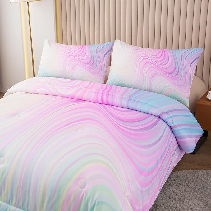 Bodhi Girls Full Comforter Sets with Sheets,Pink Bedding Sets Full,Bed in A Bag Full Comforter Sets,Kids Bedding Set for Girls Full(1 Comforter, 1 Flat Sheet, 1 Fitted Sheet, 2 Pillowcases)