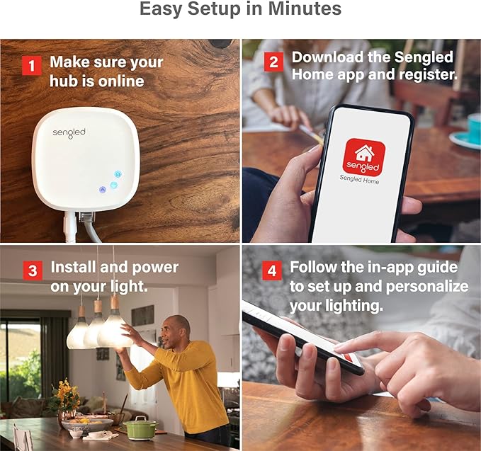 Sengled Smart Light Bulb Starter Kit, Smart Bulbs that Compatible with Alexa, Google Home, 2700K Soft White Alexa Light Bulbs, A19 E26 Dimmable Bulbs 800LM, 9 (60W Equivalent), 2 Bulbs with Hub, New