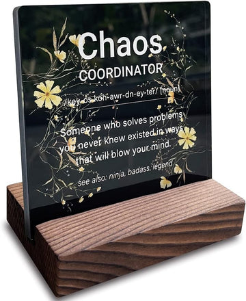 Chaos Coordinator Gifts for Women Office Manager Gifts for Women Desk Accessories for Women Office Funny Chaos Coordinator Desk Sign Cute Desk Accessories Set for Women Office ads2 black