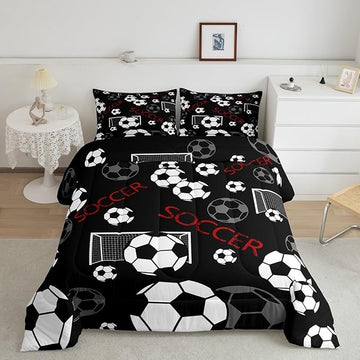 Feelyou Football Comforter Set Twin Size Rugby Sports Comforter for Kids Teens Adults Soccer Ball Game Bedding Set Gift for Football Lover Duvet Set Room Decor 2Pcs with 1 Pillow Case
