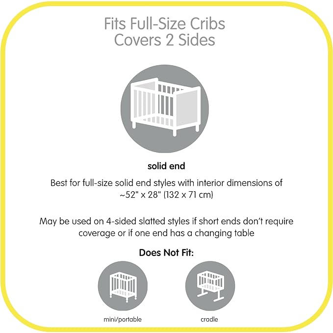 BreathableBaby Breathable Mesh Liner for Full-Size Cribs, Classic 3mm Mesh, Gray (Size 2FS Covers 2 Sides)