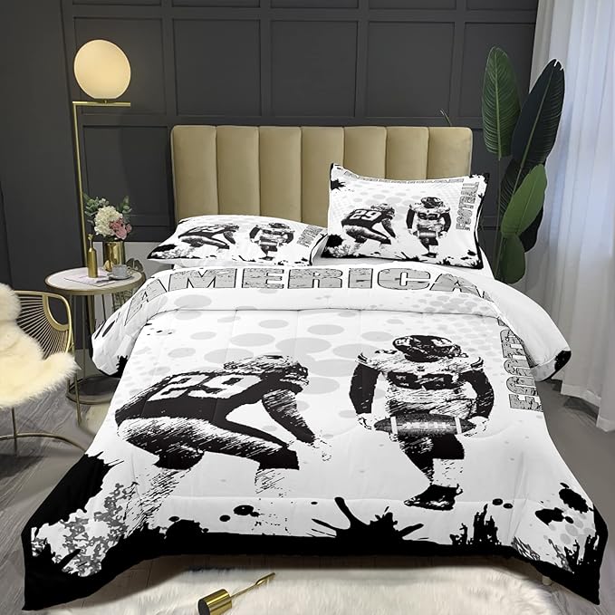 Bodhi Football Comforter Set Full for Boys Kids American Football Bedding Set Sport Football Player Comforter,American Football Comforter with Pillowcase,Football Quilt,Full Size #4002