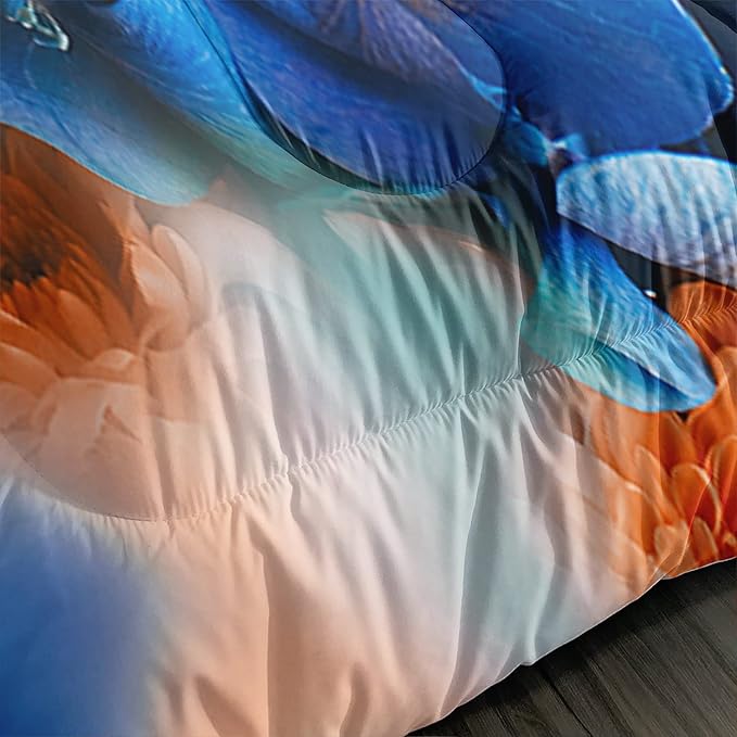 CVHOUSE Butterfly Bedding Set,Butterfly Comforter Queen,Butterfly Comforter Set for Girls Kids Teens,Butterflies Quilt Set with 1 Comforter and 2 Pillow Cases- 3 Piece