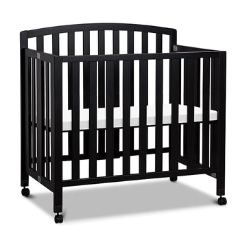 DaVinci Dylan Folding Portable 3-in-1 Convertible Mini Crib and Twin Bed in Ebony, Greenguard Gold Certified