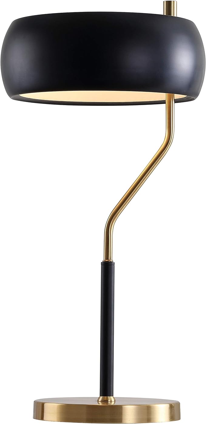 JONATHAN Y JYL6008A Oskar 22.5" Moody Metal LED Desk Lamp Contemporary Glam Minimalist Bedside Desk Nightstand Lamp for Bedroom Living Room Office College Bookcase LED Bulb Included, Black/Brass Gold