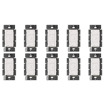 Lutron Caseta Original Smart Dimmer Switch ELV+ (Lutron Hub Required), 250W LED, Single-Pole/3-Way, Neutral Required, PD-5NE-WH 10-PACK, White, 10 Pack