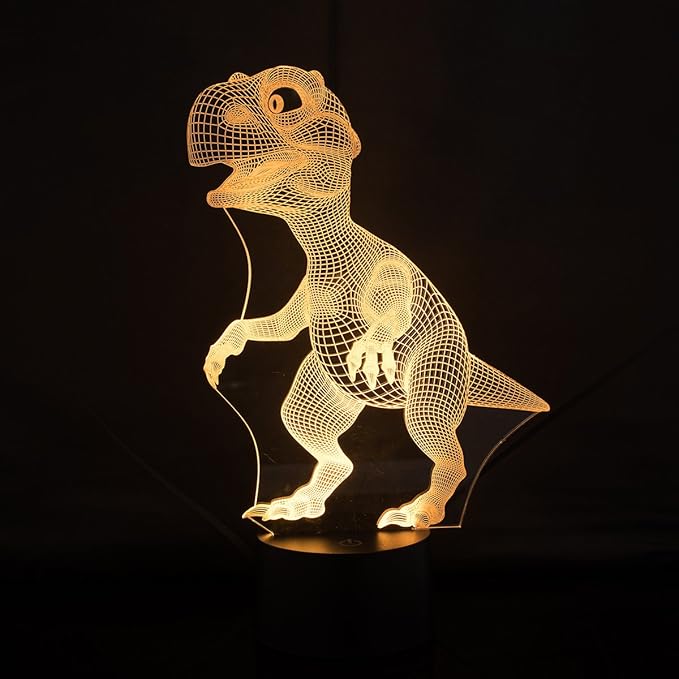 Night Lights for Kids Dinosaur 3D Night Light Lamp Wiscky 7 LED Colors Changing Touch Table Desk Lamps Decorative Lighting Pretty Cool Toys Gifts Birthday Holiday Xmas for Baby Nursery Toddler Friends