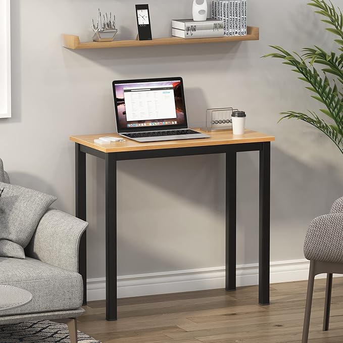 SogesGame Small Computer Desk, 31.5 inches Small Office Desk Computer Table Study Writing Desk Workstation for Home Office, Teak Black