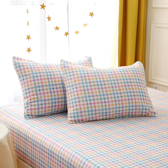 Kids Cute Cat Comforter Set Full Size 7 Piece Pink Rainbow Star Sun Heart Bed in A Bag Kawaii Animal Butterfly Fish Bedding Set for Girls Teens Super Soft All Season