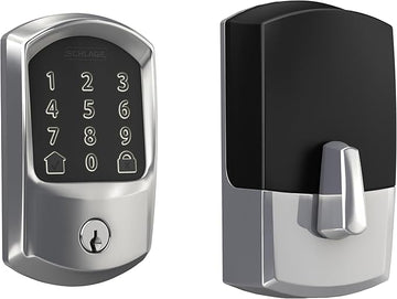 Schlage Encode Smart WiFi Deadbolt Lock for Front Door - Keyless Entry with App or Touchscreen - Works with Alexa, Apple HomeKit, Hey Google, & Airbnb - Create Codes for Guests - Bright Chrome Silver