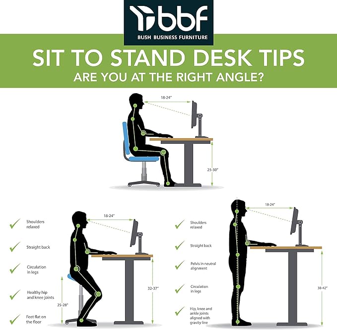 Bush Business Furniture Move 60 Electric Ergonomic Sit-Stand Computer Table for Home and Professional Office, 48W x 24D, Mocha Cherry