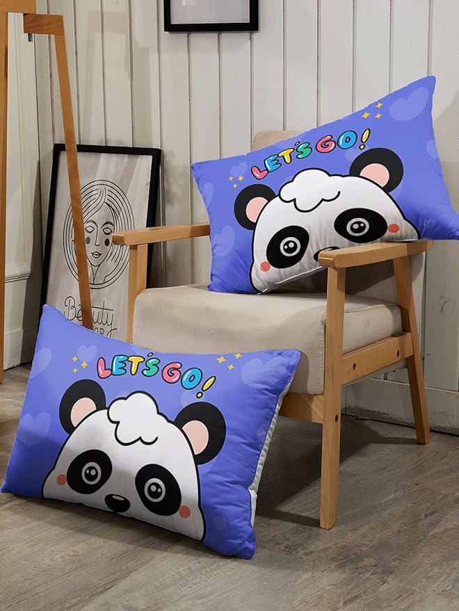 Datura home Panda Comforter Bedding Set for Boys Girls Kids Teens,Cartoon Panda Blue Heart Kawaii Animal Theme with 1 Comforter and 2 Pillowcases(Panda Full)